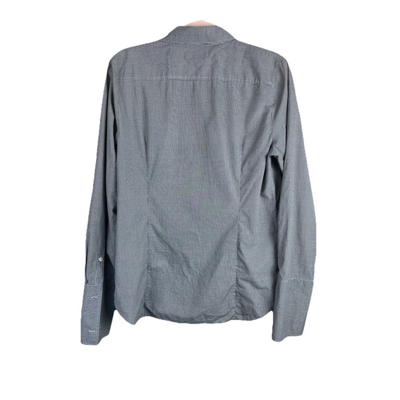 J. Crew Thomas Mason Gingham Check Button Down Shirt Top, size 12 Blue Black - Picture 2 of 10